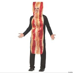 Funny Bacon Strip Costume Adult One Size – Food Themed Halloween Tunic🥓